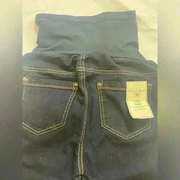 Indigo Blue Maternity Skinny Jeans Size Large Long Blue Denim - Picture 6 of 7